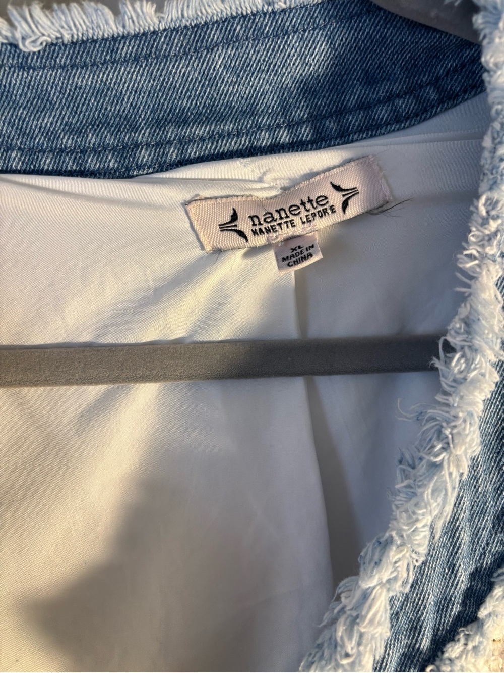 Nanette Lepore White Bouclé Jacket with Denim Trim - Picture 2 of 7